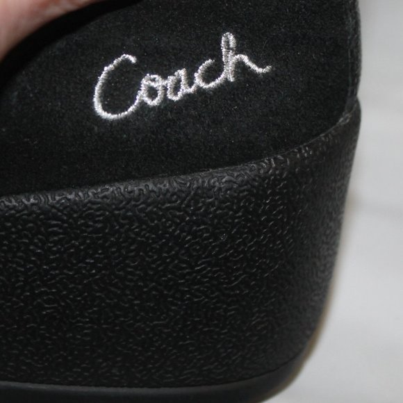 Coach Faith Zip Front Black Signature  Rabbit Fur Winter Wedge Heel  Boot LkNew - Picture 5 of 10